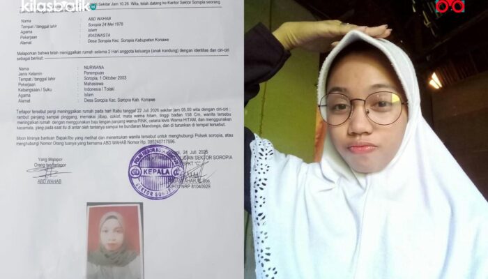 Mahasiswi Konawe Hilang, Keluarga Minta Bantuan Warga